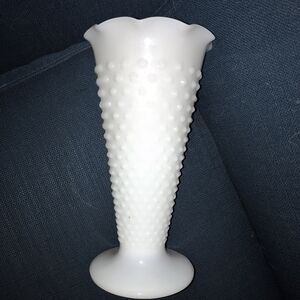 Unique Vintage White Hobnail Vase